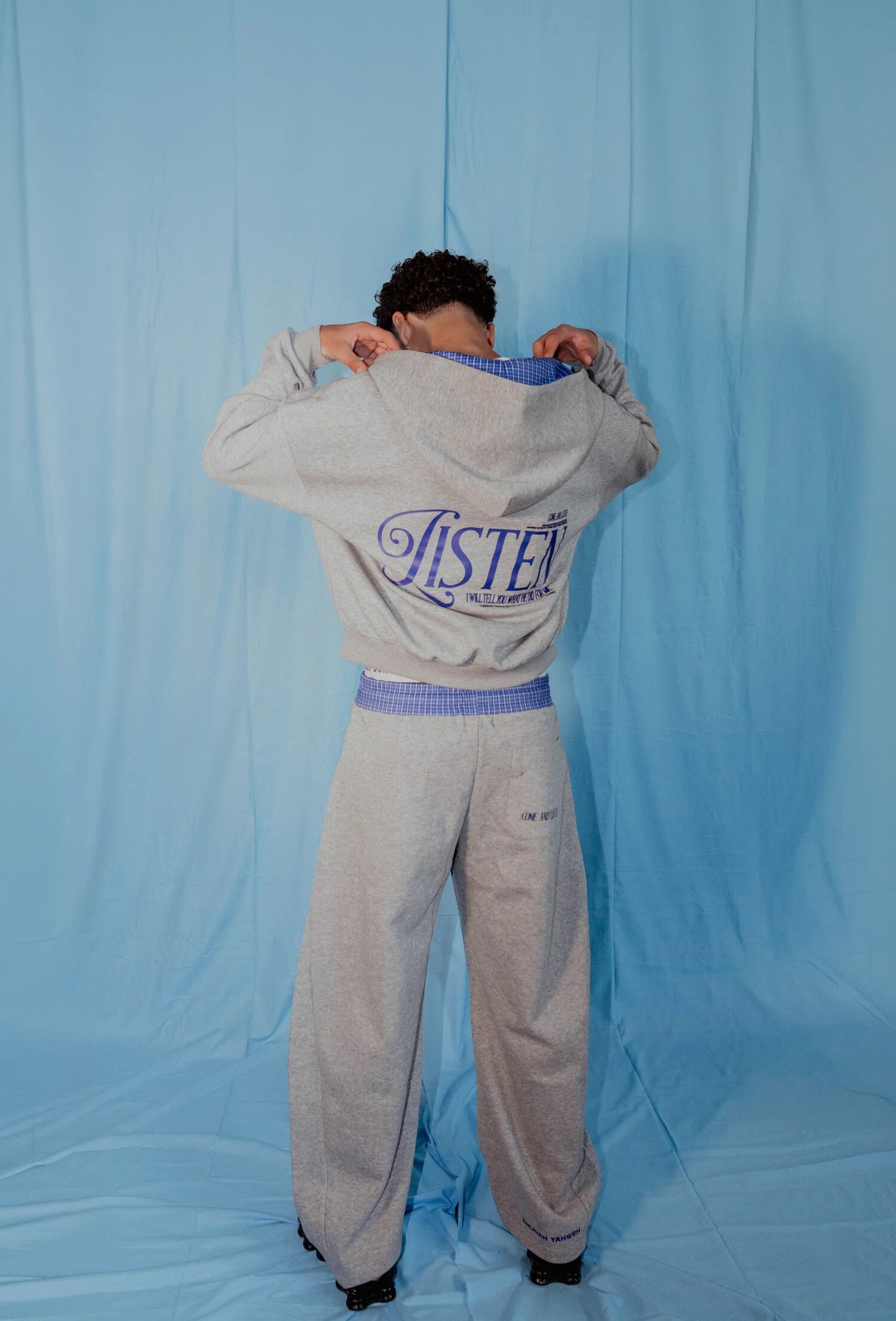 Come & Listen Boxy Zip Hoodie - Grey
